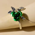 Miniatyrbilde 2 av 5: Tofarget tynn kobber forlovelsesring kvinner Rose blomst blader Ring smykker Accessaries Red