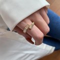 Miniatyrbillede 5 af 5: Kvinder Ring Bambus Form Justerbar åbning Cubic Zirconia Indlagt Dame Circle til dagligt slid