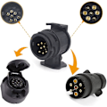 Miniatyrbillede 2 af 5: 13/7 adapter anhængerstik 13 ben til 7 ben stik til bilkobling til traktor, campingvogn, cykelholder
