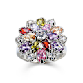 Miniatyrbild 2 av 5: Kvinnor Flerfärgad Cubic Zirconia Inlagd Ring Bröllop Engagemang Smycken Present US 9