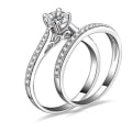 Miniatyrbillede 1 af 4: 2 stk/sæt Ring skinnende cubic zirconia belagt sølv romantisk par fingerring til bryllup US 8