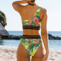 Miniatyrbild 3 av 4: Print Badkläder Vadderat Bikini Set Beach Fluorescent Yellow M