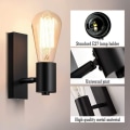 Miniatyrbild 4 av 5: Svart vägglampa 350 grader vridbar svart metall vägglampa sovrum sänglampa hotellväg trappa vägglampa, för inomhus