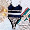 Pikkukuva 3 / 5: naisten uimapuku korkeavyötäröinen set Patchwork Summer Beachwear Uimapuvut Leopard L