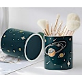 Pikkukuva 4 / 4: 2 pakkauksen keraaminen pyöreä kynäteline, Star Universe Pattern -meikkisiveltimen pidike tytöille, naisille, työpöytätarvikkeet kynäkuppi, kestävä organizer