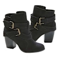 Miniatyrbillede 1 af 2: Kvinder spænde ankelstøvler Mid Block Heel Booties Sko Black 42