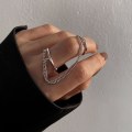 Miniatyrbillede 2 af 5: Dobbelt Finger Kædering Stabelbar Justerbar Unisex To Layers Kædeåbningsring Smykkegaver Golden
