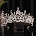Miniatyrbilde 4 av 5: Brudekrone Hodeplagg Bryllup Bursdag Krone Hodeplagg Rhinestones Retro Luksus Hårtilbehør For