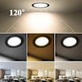 Miniatyrbillede 4 af 5: Spot Led forsænket sort, ekstra flad, glødende, varm hvid, rundt forsænket loft til badeværelse, køkken, stue
