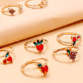 Miniatyrbillede 4 af 5: 11 stk Knuckle Ringe Frugt Rhinestone Kvinder Udsøgte galvanisering Fingerringe Smykker Tilbehør