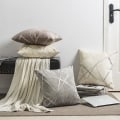 Miniatyrbillede 4 af 4: Dekorativ sofa pudebetræk, sofa tyk pude pudebetræk, firkantet grå luksus pude 2 sæt 55*55 cm Ivoire