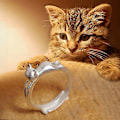 Miniatyrbild 1 av 5: Dammode Söt katt Silverpläterad Justerbar Open Finger Ring Julpresent