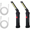 Miniatyrbilde 1 av 3: 2 x COB arbeidslys Oppladbare COB LED arbeidslys Workshop lommelykt LED arbeidslys med magnetisk sokkel inspeksjonslys for fotturer, camping,