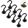 Pikkukuva 2 / 5: Piao 8kpl magneettikoukut Heavy Duty, vahva magneetti koukulla jääkaappiin, superneodyymi ripustukseen, magneettiripustin työkalulaatikolle, risteily, grilli, takki Black Maximum pulling force 25KG
