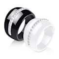 Pikkukuva 2 / 5: Ylellinen Romanttinen Kirkas Mustavalkoinen Keraaminen Sormus Korut Naisten Asusteet Muoti Korut Sormus Bling Crystalilla Black