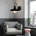 Miniatyrbillede 3 af 5: Retro Industriel Væglampe Metalskærm E27 Lampe til Soveværelse Stue Bar Sort og Hvid - Sort