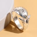 Miniatyrbillede 5 af 5: Bred udskåret robust Lady Ring Sølvfarve Fisk Justerbar Ring Smykker Accessaries