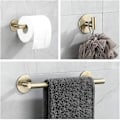Pikkukuva 4 / 5: 3 itseliimautuvaa kylpyhuonetarviketta, 30 cm pyyheteline, wc ja koukkupaperitelakka, kultaharjattu harjattu