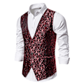 Miniatyrbillede 1 af 4: Herre enkeltradet vest Slim Fit formelt jakkesæt print vest M Red