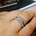 Miniatyrbild 4 av 4: Mode Kvinnor Strass Inläggning Dubbellager Finger Ring Bröllop Smycken Present US 7