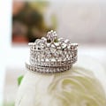 Miniatyrbillede 4 af 5: 2 stk Kvinder Mode Krone Tiara Ring Indlagt Fuldt Rhinestone Legering smykker Gave Silver CN18