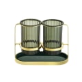 Miniatyrbilde 1 av 5: Oppbevaringsstativ for oppbevaring av dobbeltlags spisepinner for husholdningsbruk gold and green