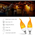 Miniatyrbillede 2 af 4: Stearinlys flamme lampe dekoration LED spids boble simulering flamme lampe (spids boble model gult lys tre-hastigheds tilstand E14 4 stk),