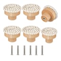 Pikkukuva 1 / 5: Rottinkinen pyöreä puinen kahva koristeellinen kaappi Boho-huonekalut bleached Six Piece