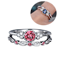 Miniatyrbilde 4 av 5: 2 stk/sett kvinner Cubic Zirconia Innlagt stablebar fingerring bryllupssmykker gave Green US 10