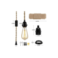 Miniatyrbillede 5 af 5: 4,5 m Retro Hemp Rope Lysekrone, Retro E27 fatning med Switch Rope Lysekrone, E27 Switch ledning