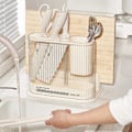 Miniatyrbild 3 av 5: Skärhållare Vacker form Transparent Synlig design Utrymmesbesparande Plast Kök Skärbräda Organizer med ätpinnehållare Daglig användning
