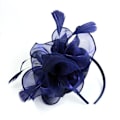 Miniatyrbild 1 av 5: Faux Feather Net Garn Hatt Enfärgad Fascinator Bröllop Tea Party Huvudbonader Hårprydnad för Navy Blue