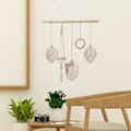 Pikkukuva 5 / 5: Macrame Tapestry Boho Woven Beige Leave Design Makrameen ripustettava sisustus lastenhuoneeseen