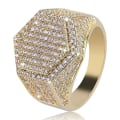 Miniatyrbillede 1 af 5: Modegeometri Ringe Til Mænd Kobber Guld Sølv Farve Iced Out Bling Micro Pave Cubic Zircon Ring Hip Hop Charms Smykker Gold