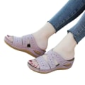 Miniatyrbilde 2 av 3: Kvinner Floral Fish Toe Wedge Sandaler Fritidssko Pink 37