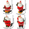 Miniatyrbillede 2 af 5: Miniature julefigurer, 4 STK Mini jule julemandspynt Miniature juledekoration harpiks julemandsfigurer
