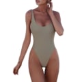 Pikkukuva 1 / 3: naiset Push Up Solid Selkänojaton Monokini One Piece Swimwear Uimapuku Cyan XL
