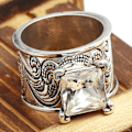 Pikkukuva 4 / 5: Unisex sormus upotekoristeella Vintage Artistic Cubic Zirkonia Finger Ring juhliin US 9