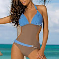 Miniatyrbilde 2 av 3: Dame Push Up Polstret Halter Badedrakt Midje Badetøy Monokini Blue XL