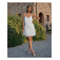 Miniatyrbilde 3 av 4: Lagdelt kald skulder ermeløs Mini Bodycon kjole White L