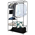 Miniatyrbillede 2 af 5: Stof garderobe opbevaringsskab med døre Ikke-vævet stof tøjskab Bærbar garderobe til soveværelse entre, Dressi