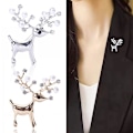 Pikkukuva 2 / 5: Fawn Deer Rintaneula Kiiltävä Elegantti Helmitetty Eläin Rintanappi Vintage Metallilaukku Vaatteet Riipus Sisustus Gold