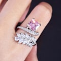 Miniatyrbilde 3 av 5: Kvinners ringbladform Justerbar åpning Smykker Moteutseende Utsøkt fingerring til bryllup Pink