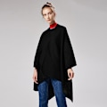 Miniatyrbillede 4 af 5: Solid Cashmere Wide Slid Cape, Warm Mono Cape, Plain Cape Red wine