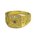 Miniatyrbillede 1 af 5: Indlagt Rhinestone Letter K Print Mænd Ring Unikt Mønster Mode Udseende Bryllup Band Smykker Tilbehør US 8