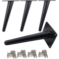 Miniatyrbillede 1 af 5: 4 stykker skrå bordben Metalskabsben, keglemøbelben, 201 rustfrit stål, sort, 25 cm højde, skridsikker lydløs base til sofaer, borde A