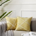 Miniatyrbillede 1 af 5: Dekorativ sofa pudebetræk, sofa tyk pude pudebetræk, firkantet grå luksus pude 2 sæt 55*55 cm Jaune