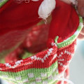 Miniatyrbilde 5 av 5: 3 stk julegodteripose strikket snøring Gaveposer Julenissen Snowman Gjenbrukbar pose Kaffebønneoppbevaringspose Eplepose