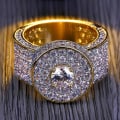 Miniatyrbilde 3 av 4: Mote Gull Farge All Iced Out Big Stone Rings Micro Pave Cubic Zircon Ring Hip Hop Smykker For Menn Størrelse 7 8 9 10 11