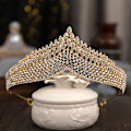 Miniatyrbilde 1 av 5: Brudekrone Hodeplagg Luksus Rhinestones Innlagt pannebånd for kvinnelig bryllupsbursdagshår Gold
